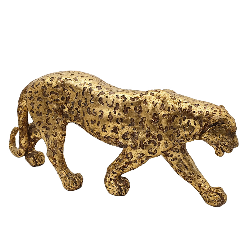 Engraved Gold Leopard Resin Piece