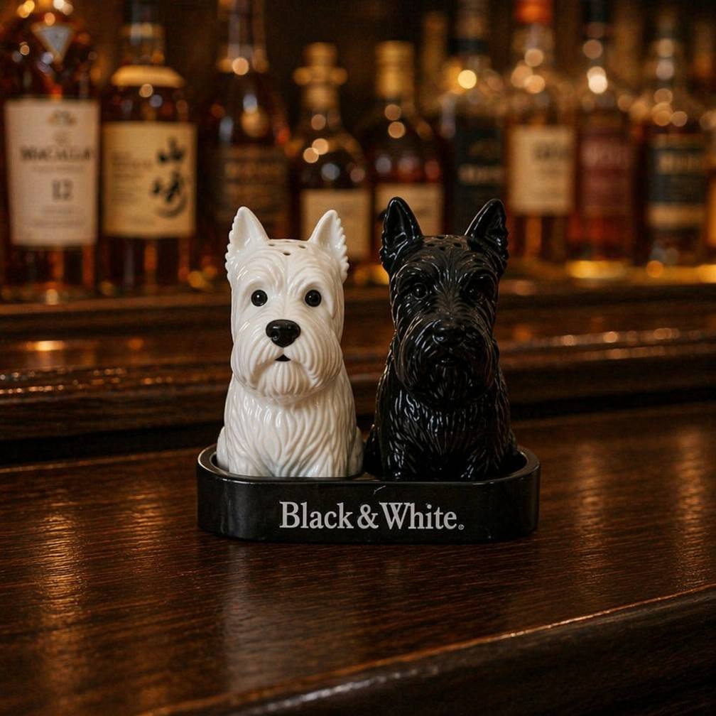 Black & White Dog-shaped Ceramic Salt and Pepper Bottle Set