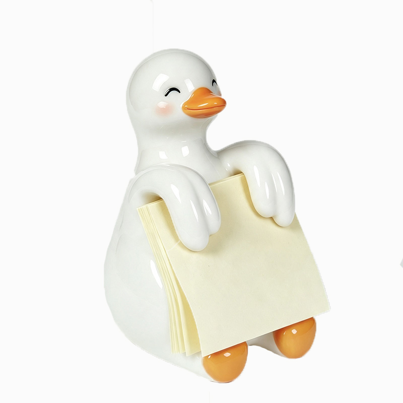 Cute glossy ceramic duck sticky note holder